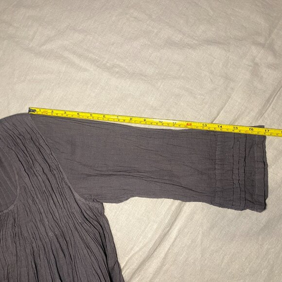 JP and Mattie Gray Peasant Dress Womens M Boho Cotton Crinkly Pockets Swing NWT - Picture 10 of 11